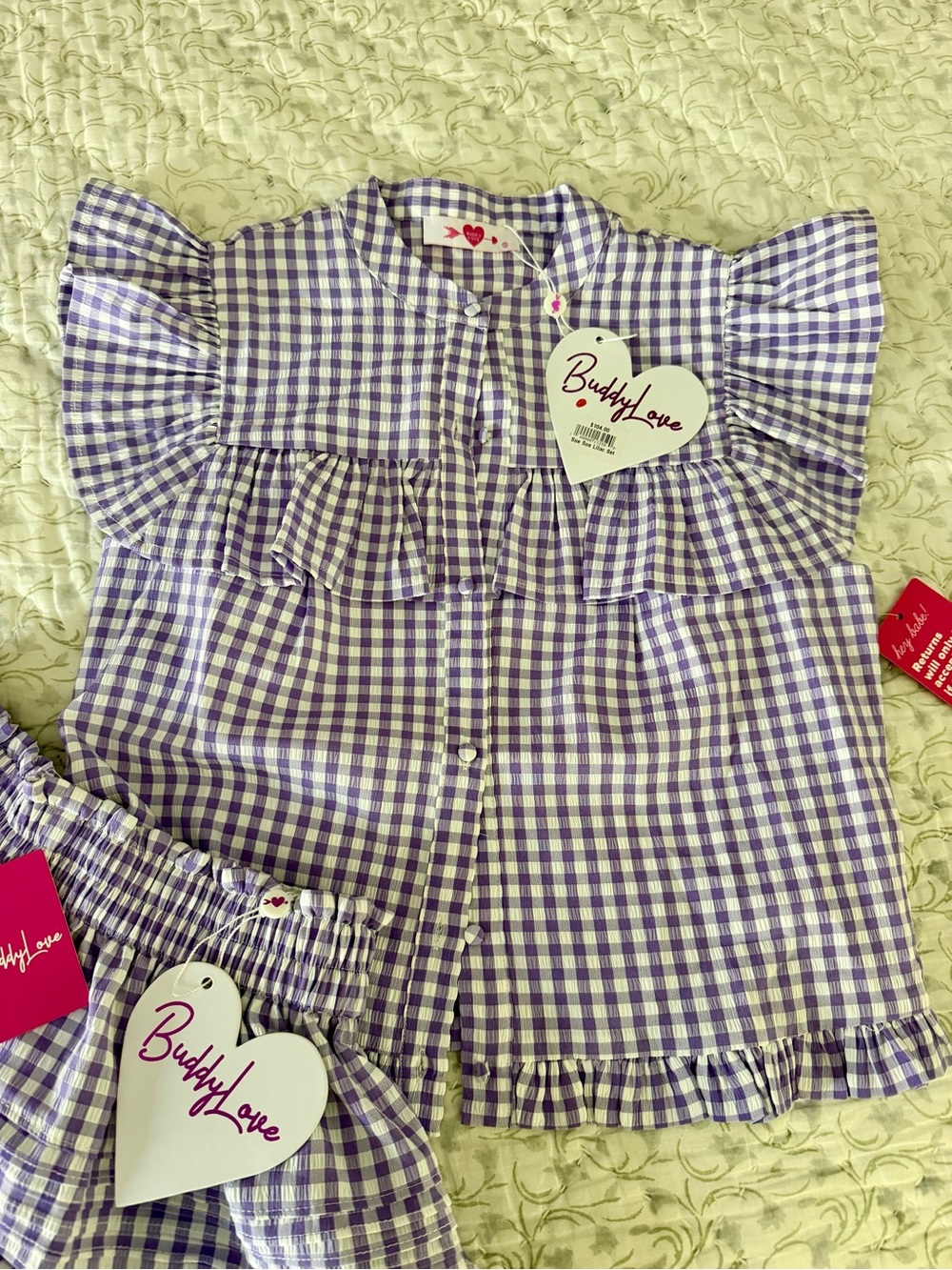 Buddy Love Lavender Gingham Ruffle Skirt Set - Picture 2 of 4